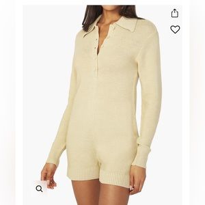 WeWoreWhat Half Button Purl Stitch Boxy Romper